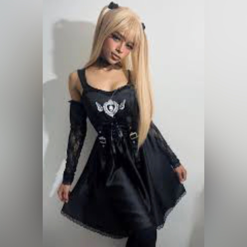 Black Gothic Lace Corset Skater Dress